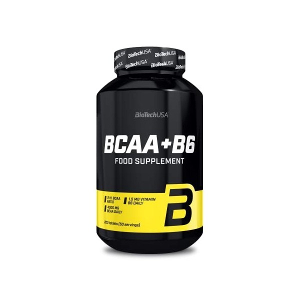 BioTechUSA BCAA+B6 Comprimés | 1g BCAA par comprimé | Support énergie et récupération | Sans gluten | 200 comprimés