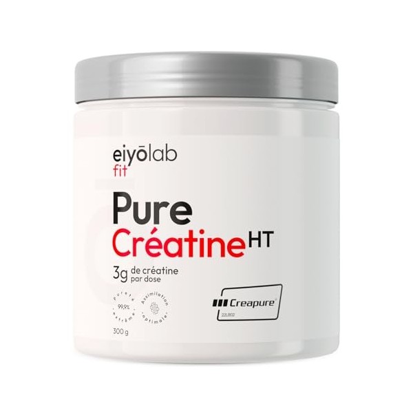 PURE CREATINE HT | 100% Creatine Monohydrate Creapure® en Poudre | Pre Workout Musculation | Prise de Masse, Force et Résista