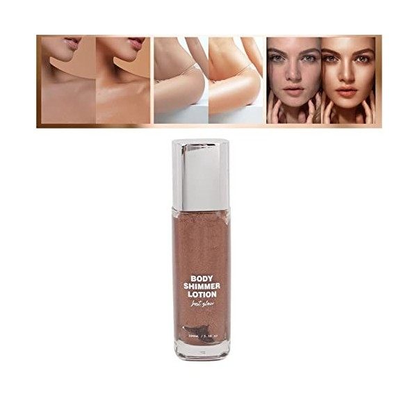 Huile pour le Corps Scintillante, Brighten Body Highlighter Glowing Skin 100ml Absorption Rapide pour le Visage Bronze 