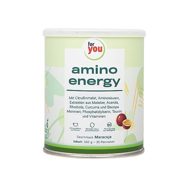 amino energy Maracuja I Booster de pré-entraînement | 350 g dacides aminés en poudre avec malate de citrulline, dextrine, L-