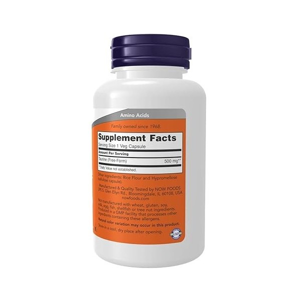 N.Foods Taurine Lot de 100 gélules végétales 500 mg