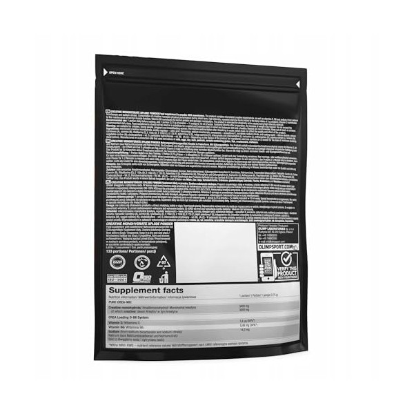 Monohydrate de créatine 500 g en poudre, saveur orange