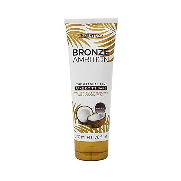 Creightons Bronze Ambition Fake Dont Bake Gradual Tan 200ml - Blended with Coconut Oil. Melts into Skin Providing a Natura