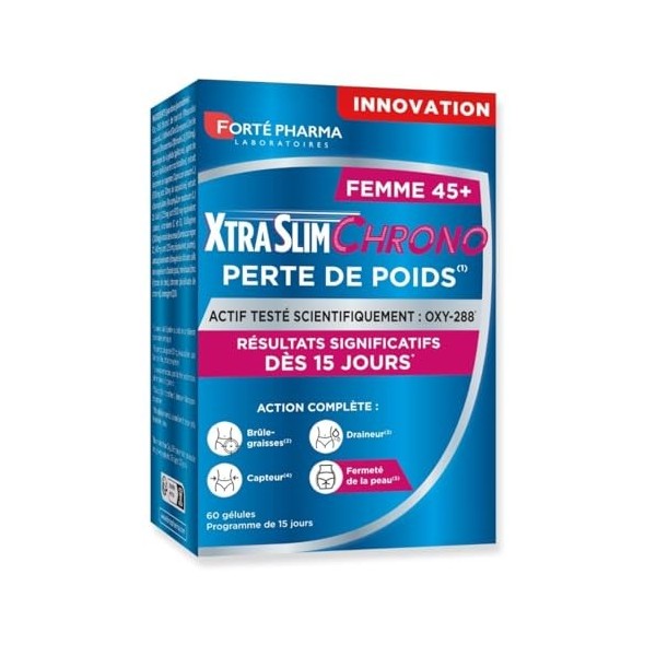 Forté Pharma - XtraSlim Chrono 45+ Perte De Poids Femme 45 ans et + | Bruleur de Graisse Puissant 15 Jours – Etude Clinique |