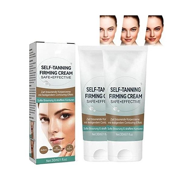 Self-Tanning Firming Cream, 2-in-1 Intensive Tanning Accelerator Cream, Self Tanning Face Body Instant Tan Tanner Dark Skin C