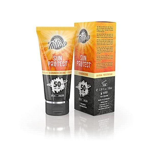 Believa Crème Solaire pour Tatouage - Facteur de Protection 50+ UVB +50/ UVA +95 - 100ml