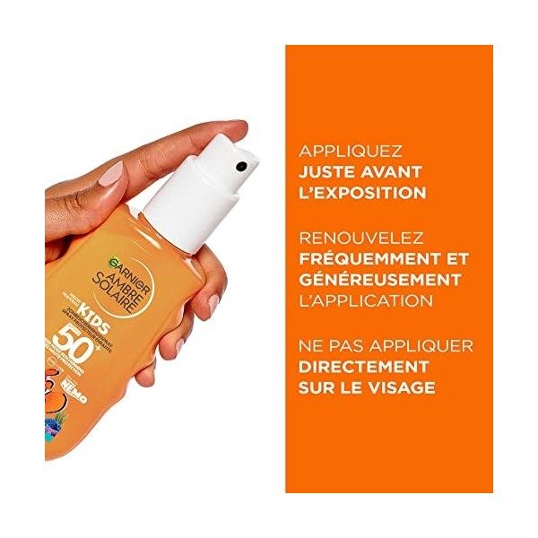 Garnier Ambre Solaire - Spray Protecteur Enfants - Édition Nemo Disney - FPS 50+ - Résistant à lEau - Enrichi en Aloe Vera -