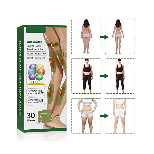 Fengyang Patch Amincissant pour les Jambes à Base de Plantes Patch amincissant pour jambes, Lot de 30 Patchs à Base de Plante