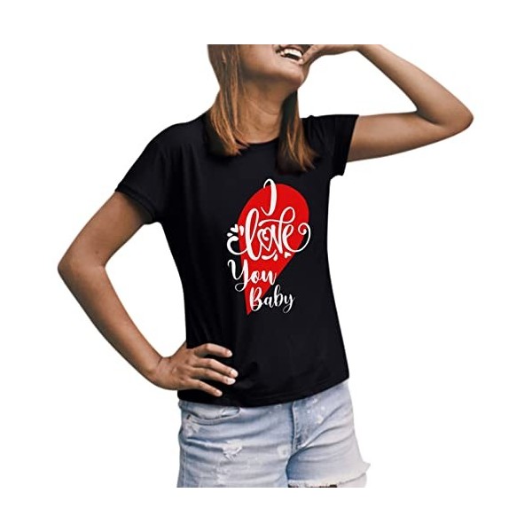 Fulltime i Love You Baby/Tee Men and Women Valentines Day O Neck Short Sleeve Print T Shirts Tops