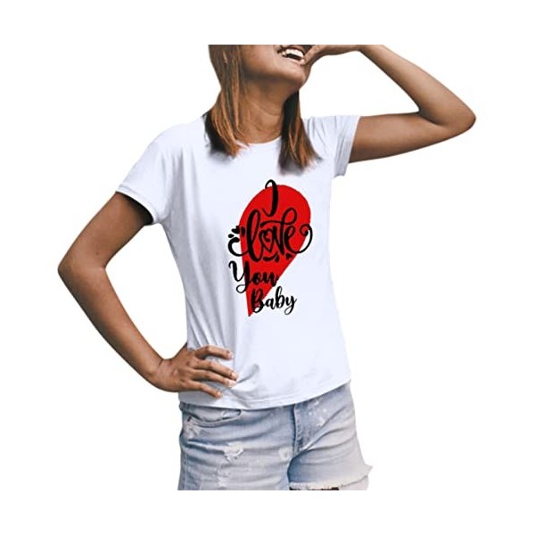 Fulltime i Love You Baby/Tee Men and Women Valentines Day O Neck Short Sleeve Print T Shirts Tops