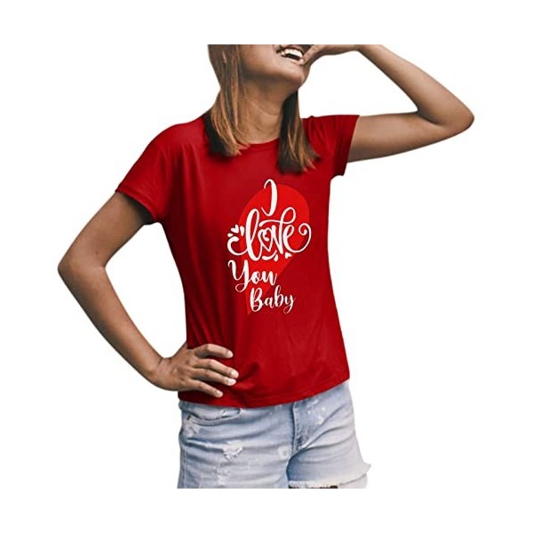 Fulltime i Love You Baby/Tee Men and Women Valentines Day O Neck Short Sleeve Print T Shirts Tops