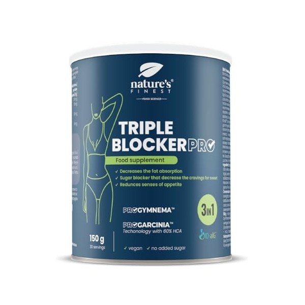 Natures Finest by Nutrisslim Triple Blocker PRO: Puissant brûleur de graisse et un coupe faim conçu pour les adultes chercha