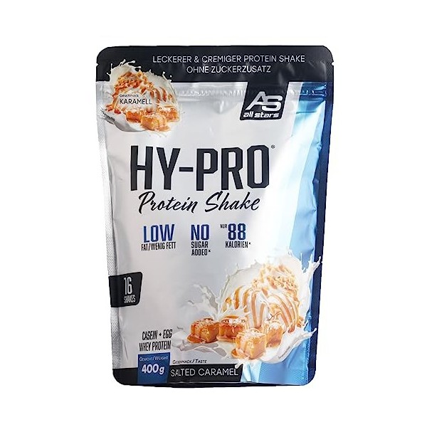 All Stars HY-PRO Protéines Shake Salted Caramel I 400 g de poudre de protéines avec 20 g de protéines par portion I Poudre de