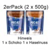 Inko Active Pro 80 Lot de 2 sachets de shake protéiné 2 x 500 g - 1 kg Noisette et chocolat