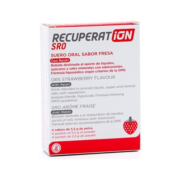 Recuperation SRO Suero Oral - Solución de Rehidratación 4 Sobres x 5,5 gr Sabor Fresa