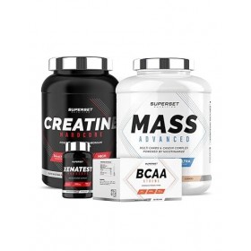 Superset Nutrition | Programme Prise De Masse Expert - Mass Advanced 2,5kg Cookies - Créatine Hardcore - Bcaa Xtreme - Xenate