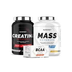 Superset Nutrition | Programme Prise De Masse Confirmé - Mass Advanced 2,5kg Banana Split - Créatine Hardcore 1,5kg Tropical 