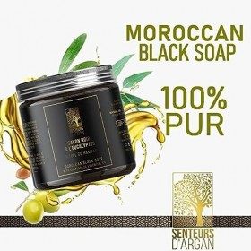 Gommage corps au savon noir hammam à L’EUCALYPTUS 100&nbsp;% naturel, gommage corps à leucalyptus, savon noir du Maroc exfoliant 
