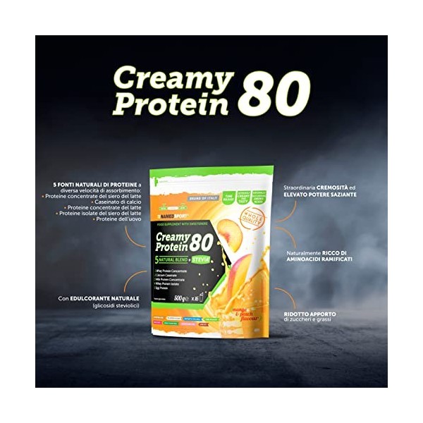 Creamy Protein 80 Mango & Peach 500 g - Blend exclusif à base de 5 sources naturelles de protéines à différentes vitesses da