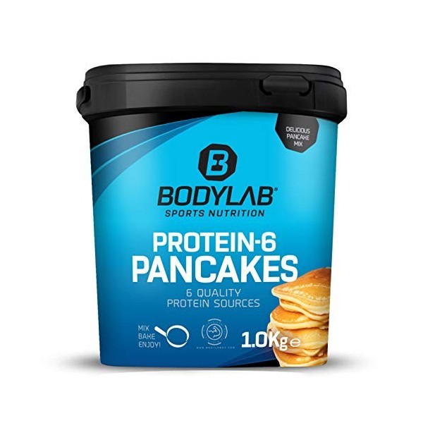 Bodylab24 Protein Pancake Mix Protein-6 Pancakes Neutre 1kg, poudre pour crêpes avec presque 60% de protéines, poudre de prot
