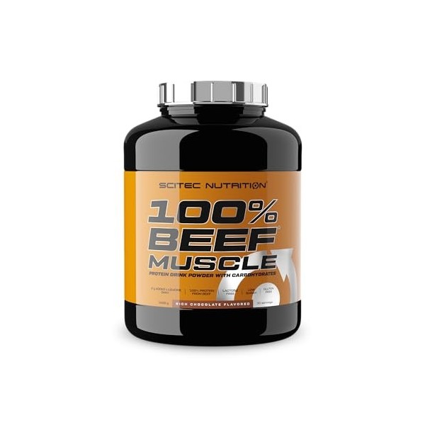 Scitec Nutrition 100% Beef Muscle, Boisson protéinée en poudre aromatisée avec hydrates de carbone, L-leucine et édulcorants,