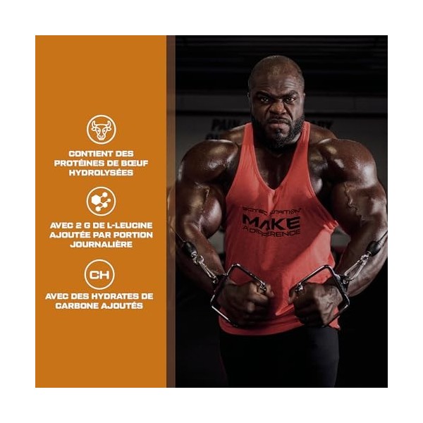 Scitec Nutrition 100% Beef Muscle, Boisson protéinée en poudre aromatisée avec hydrates de carbone, L-leucine et édulcorants,