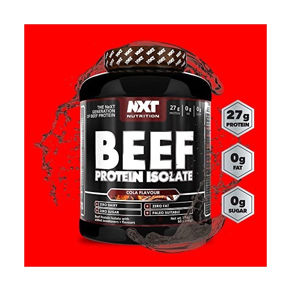 NXT Nutrition Beef Protein Isolate Powder - Protein Powder , Alternative to Whey Protein and Vegan Protein Powder , Halal , L