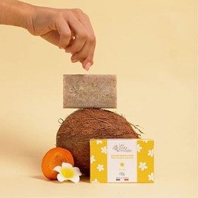 Savon Exfoliant pour le Corps Monoï Vegan, Bio et 100% Naturel - Gomme Efficacement les Cellules Mortes pour une Peau Nourrie