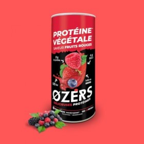 Ozers Protéine Végétale Fruits Rouges / 4 sources : Pois, Fève, Riz, Courge / 78% de protéines / 4g BCAA/Faible en sucre/Text