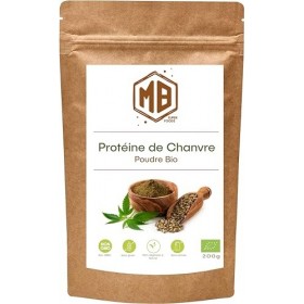 "MB Superfoods Poudre de protéine de chanvre cru biologique 200 g - Supplément végétalien à base de plantes, nutrition pure a
