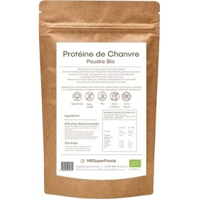 "MB Superfoods Poudre de protéine de chanvre cru biologique 200 g - Supplément végétalien à base de plantes, nutrition pure a