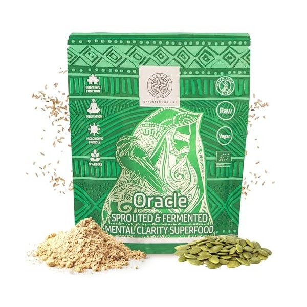 Ancestral Superfoods - 20 Servings, Oracle, Vegan Whole Foods Powder for Mental Clarity and Energy Boost, Sprouted and Fermen