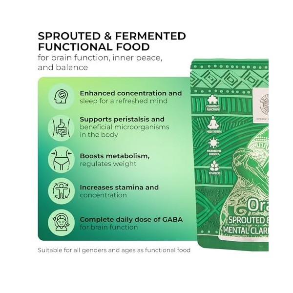 Ancestral Superfoods - 20 Servings, Oracle, Vegan Whole Foods Powder for Mental Clarity and Energy Boost, Sprouted and Fermen