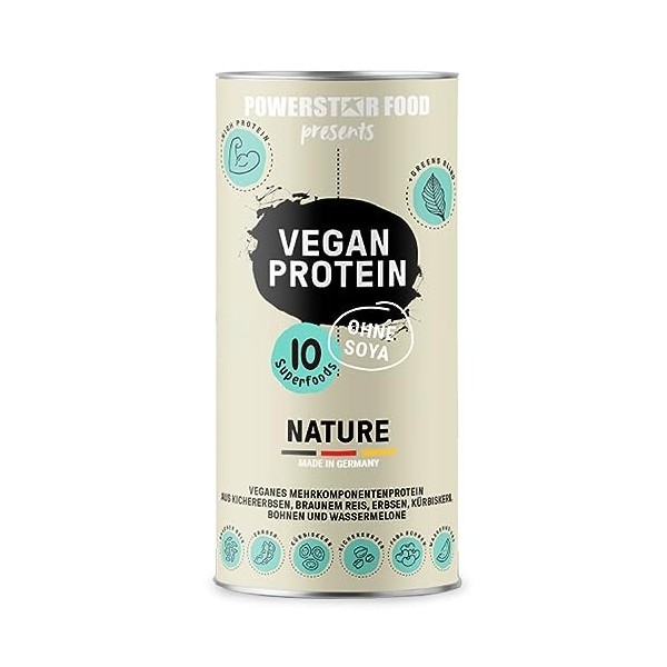Powerstar PROTEINE VÉGÉTALE 500 g | Vegan protein powder sans soja | Poudre de protéines multicomposants enrichie de 10 super