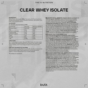 Bulk Clear Whey Isolate, Protéine en Poudre, Framboise Bleu, 500 g