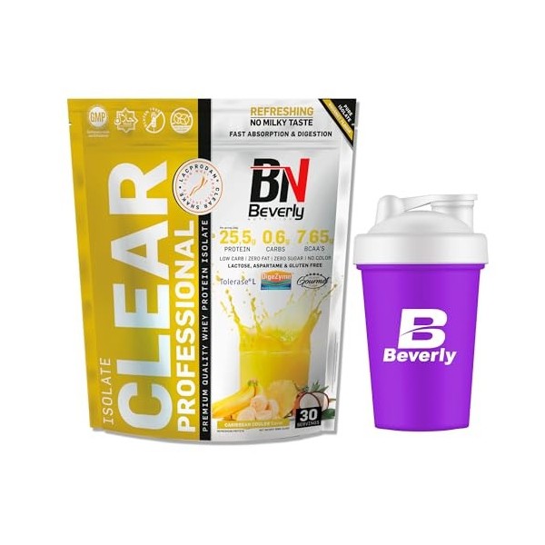 Beverly Isolate ClearShake 908 gr | 85% Isolate Protéine de lactosérum | Mélangeur Gratuit CARIBBEAN COOLER 