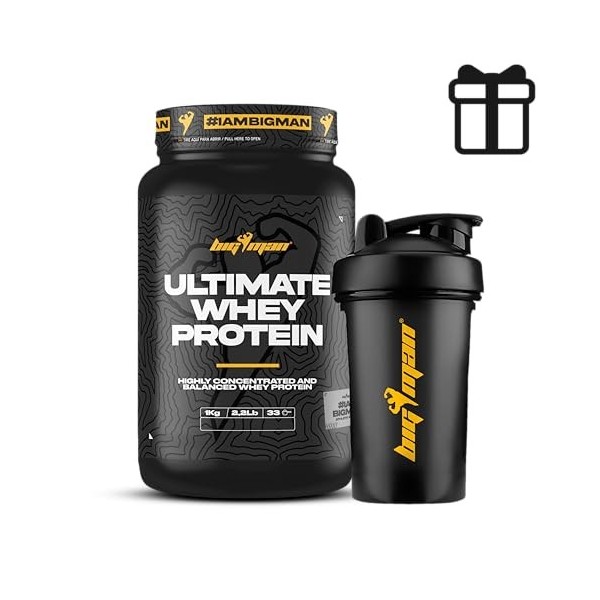 BigMan Ultimate Whey Protein Pack 1 kg + Shaker en cadeau Augmente la croissance musculaire Entraînements intenses | assimila