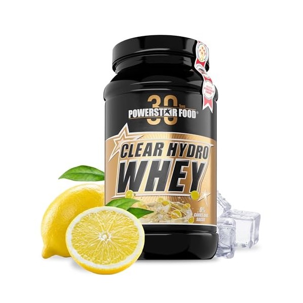 Powerstar CLEAR HYDRO WHEY 630 g | 90,5 % de protéines i.Tr. | Isolat fruité et léger de protéines CFM Whey | Fabrication all