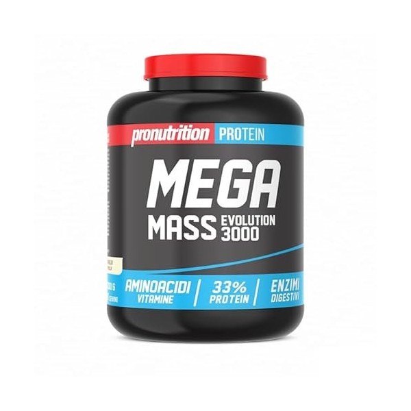 Pronutrition MEGA MASS EVOLUTION 3000 de 2kg Goût VANILLE - Complément alimentaire pour les sportifs à base de protéines de l