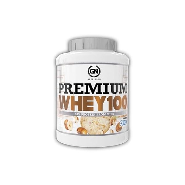 GN Nutrition Premium Whey Protein 100 % 2 kg | Protéine Whey vanille et noisette | Idéal pour la croissance musculaire et l