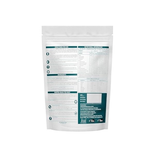 Green Velly GRASS FED Whey Protein Concentrate | 24.83g Protein, 5.38g BCAA | Muscle Gain, Strength, Muscle Recovery Protein 