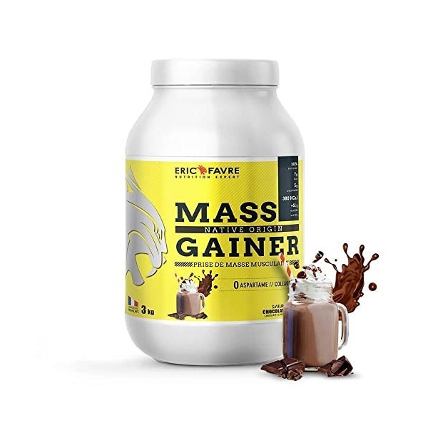 MASS GAINER NATIVE PROTEIN - Protéines et glucides bi-sources, Prise de Masse Rapide, Gain de poids et Masse Musculaire - Eri