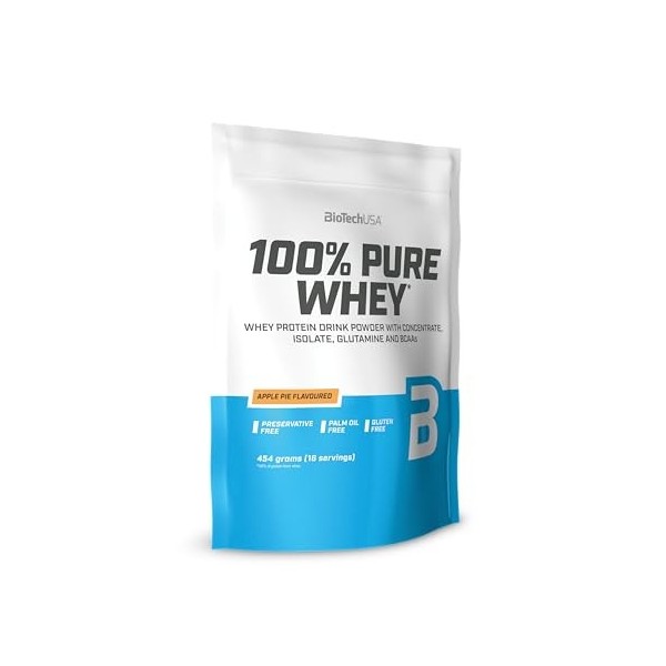 BioTechUSA 100% Pure Whey | Poudre de protéines avec BCAA et Glutamine | Sans gluten, sans huile de palme | 28g de protéines 