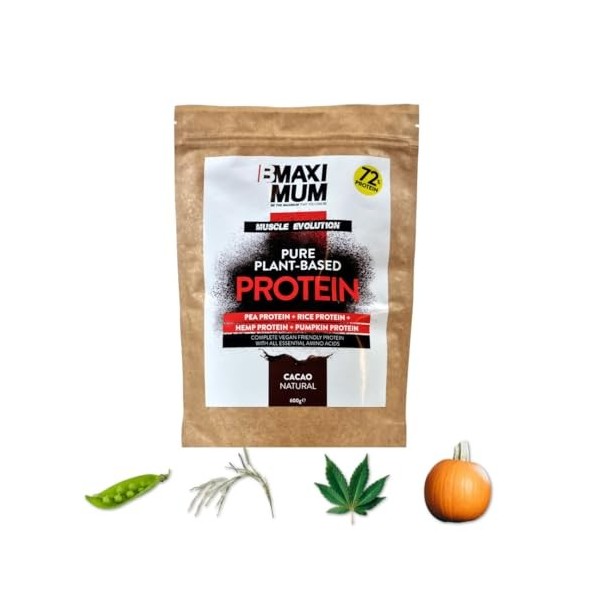 Muscle Evolution Pure Plant-Based Protein - Saveur naturelle de cacao - 600 g