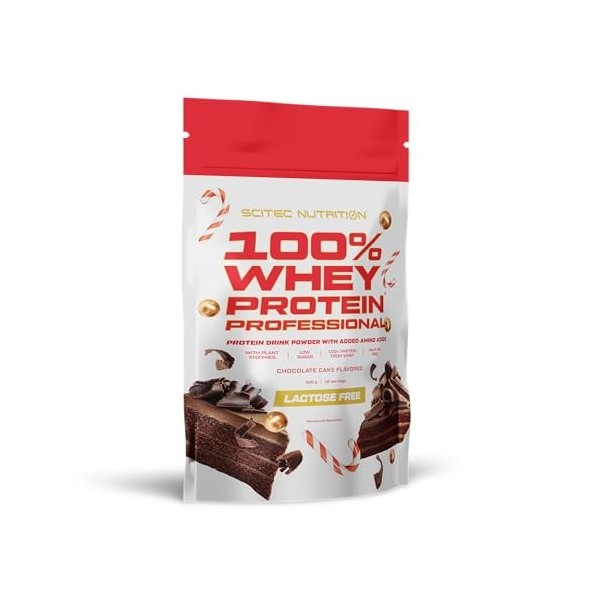 Scitec Nutrition 100% Whey Protein Professional avec des acides-aminés clés et des enzymes digestives, sans gluten, 500 g, Gâ