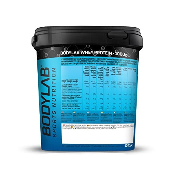 Bodylab24 Whey Protein Powder Pistache 1kg, pour des muscles plus forts, protéine de lactosérum peut favoriser la constructio