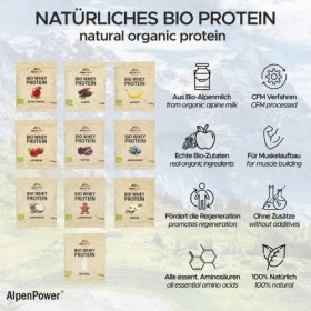 AlpenPower BIO Whey Protéine boîte de test 10 x 30g - Ingrédients 100% naturels - Sans additifs - Fabriqué à partir du meille