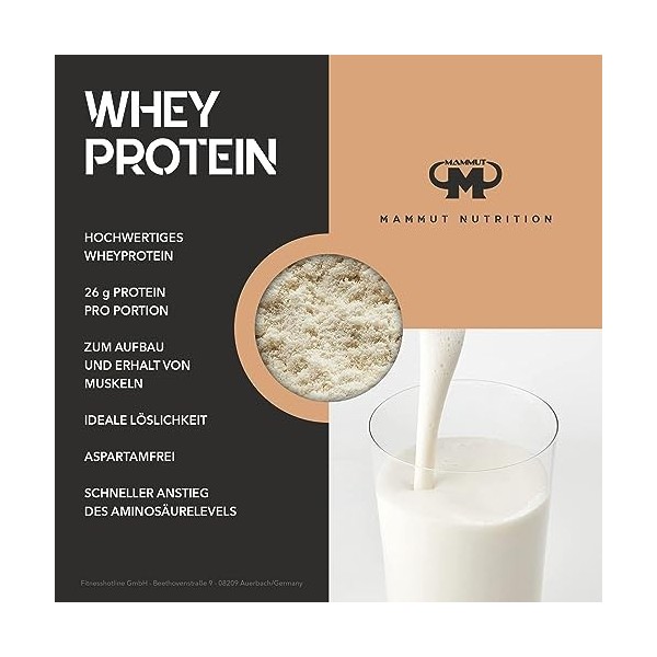 Mammut Nutrition Whey Protein, Biscuit vanille et cannelle, petit-lait, protéines, shake de protéines, 1000 g