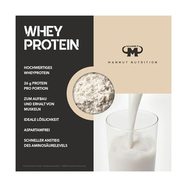 Mammut Nutrition Whey Protein, Strudel aux pommes, petit-lait, protéines, shake de protéines, 1000 g