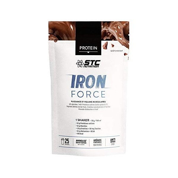 STC NUTRITION - Iron Force - Préparation en poudre pour boisson riche en Protéines, Créatine, Taurine - Puissance & Volume mu